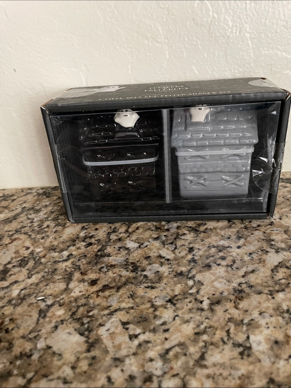 Black & Gray Haunted House salt & pepper set of 3